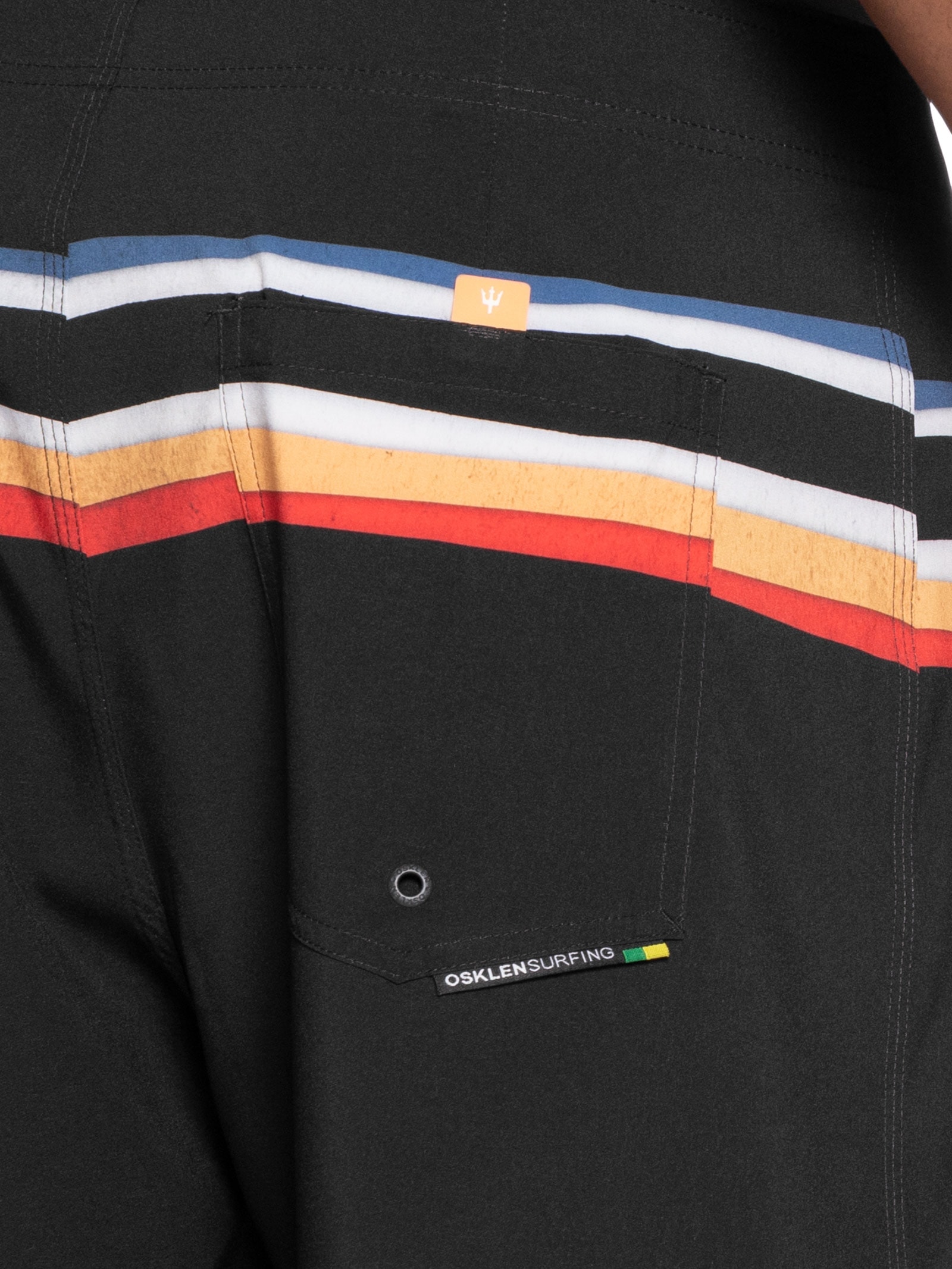 Bermuda Beachwear Masculina Tropicalia Stripes  Preto Osklen