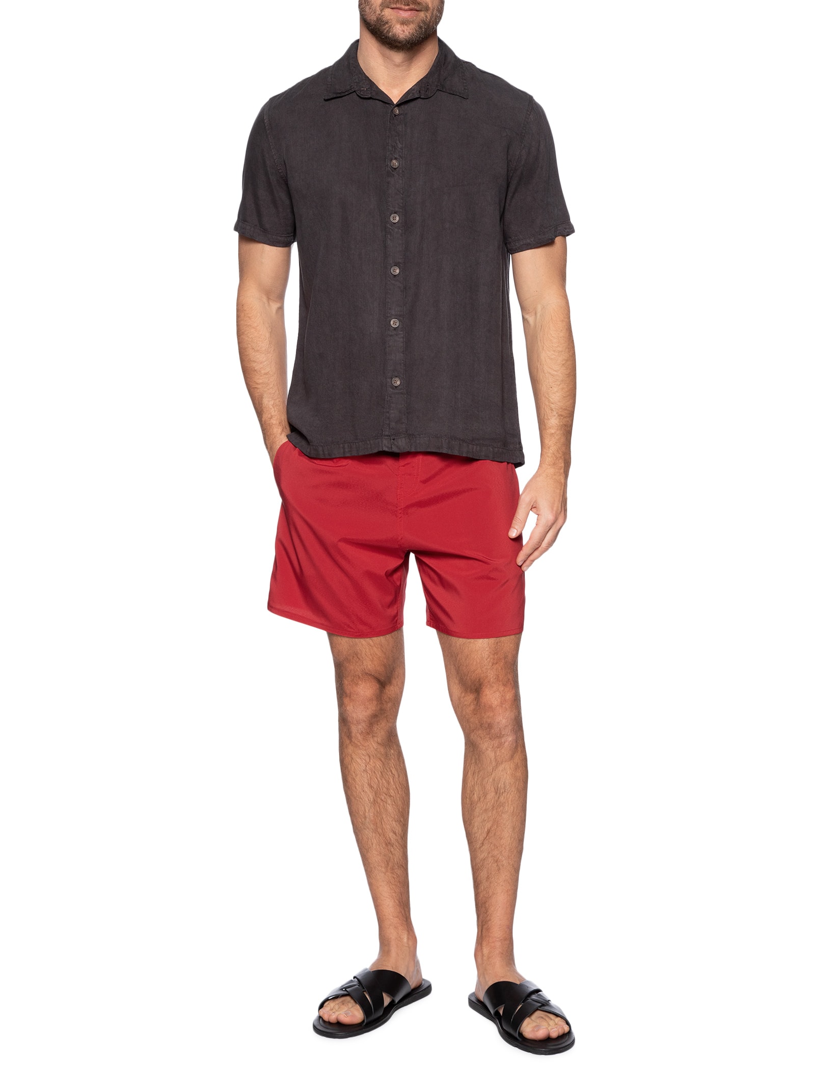 Bermuda Beachwear Masculino Aquaone Flex Stripes Vermelho Osklen