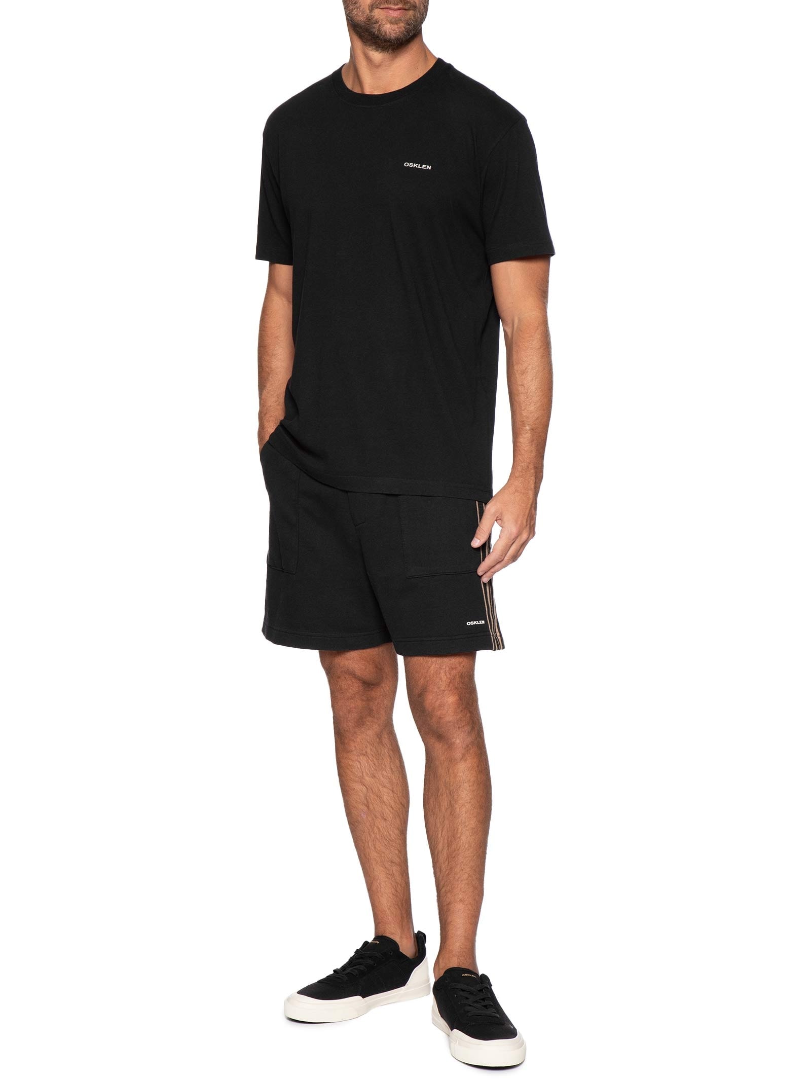 Bermuda Beachwear Pranchão Stripes Masculina – Preto Osklen