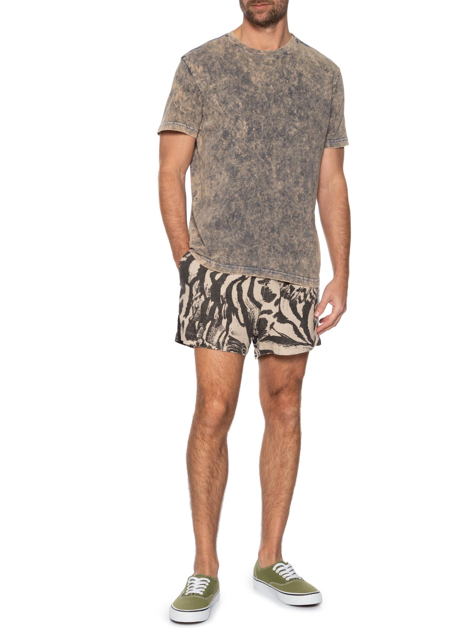 Bermuda Casual Masculina Linen Pj Concha Noturna  Bege Osklen