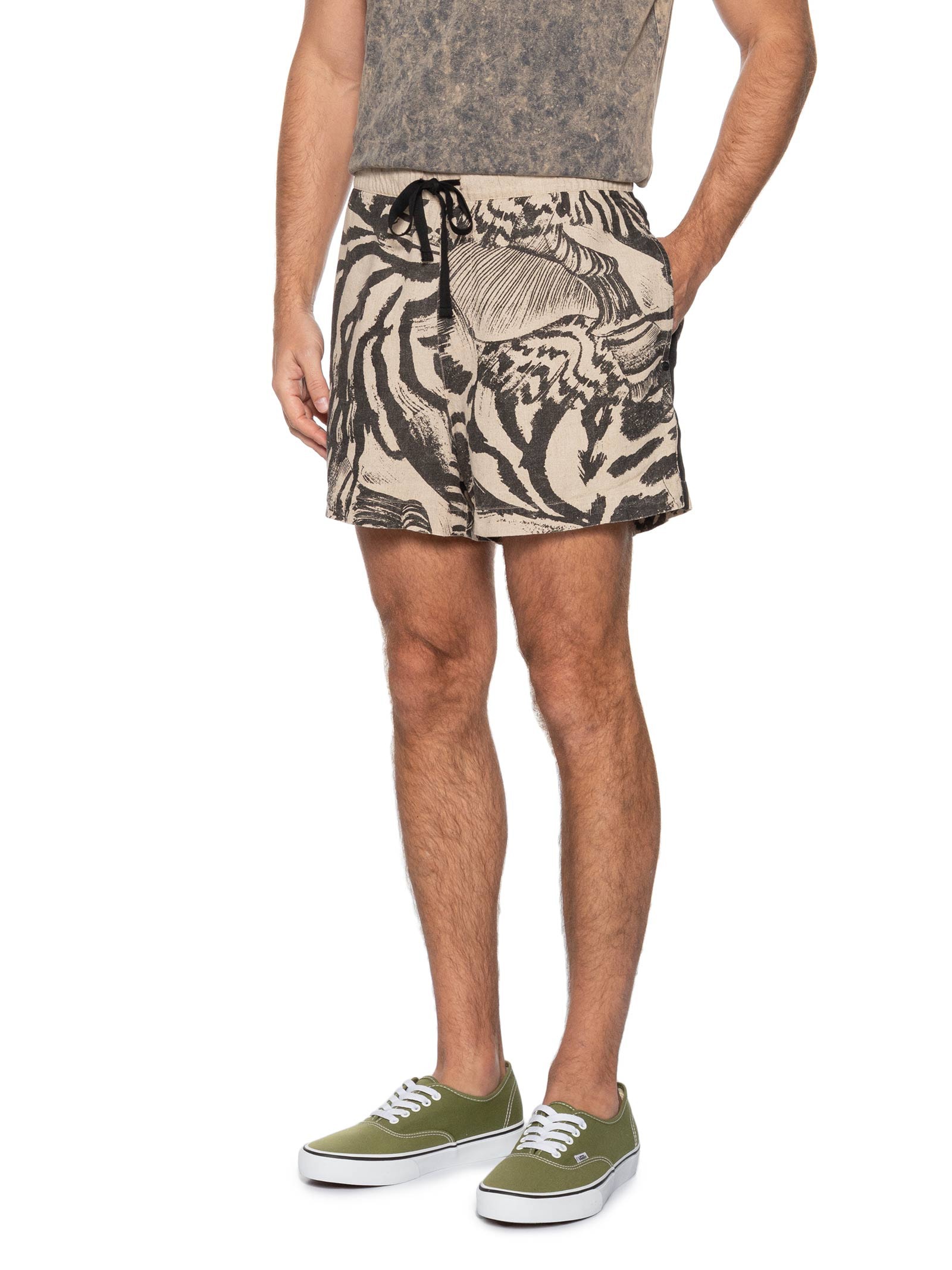 Bermuda Casual Masculina Linen Pj Concha Noturna  Bege Osklen
