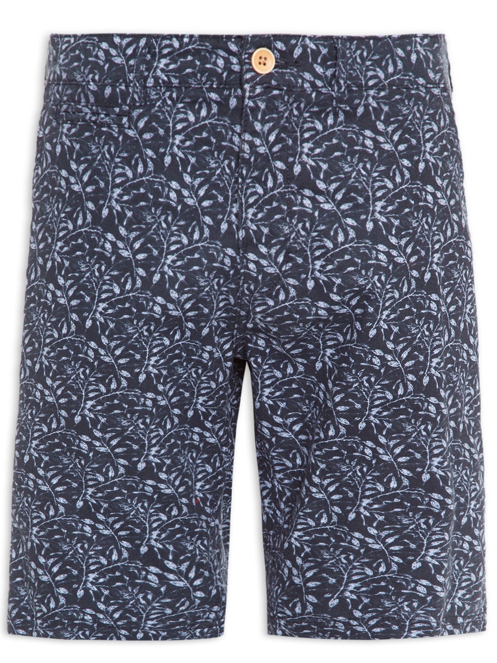 Bermuda Chino Em Linho Estampado Azul  Basiq Men