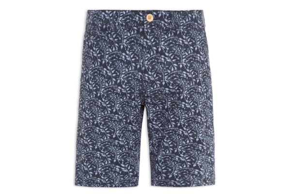 Bermuda Chino Em Linho Estampado - Azul 