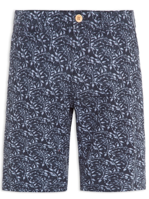 Bermuda Chino Em Linho Estampado – Azul