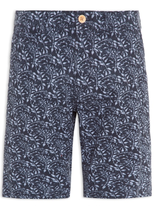 Bermuda Chino Em Linho Estampado – Azul