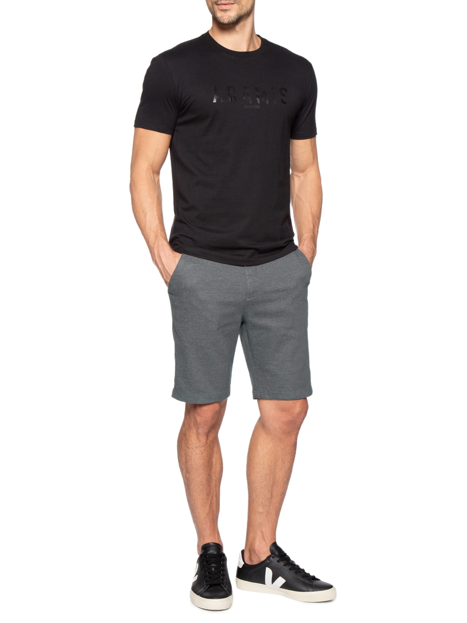 Bermuda Chino Masculina Clássico Moline Cinza Aramis
