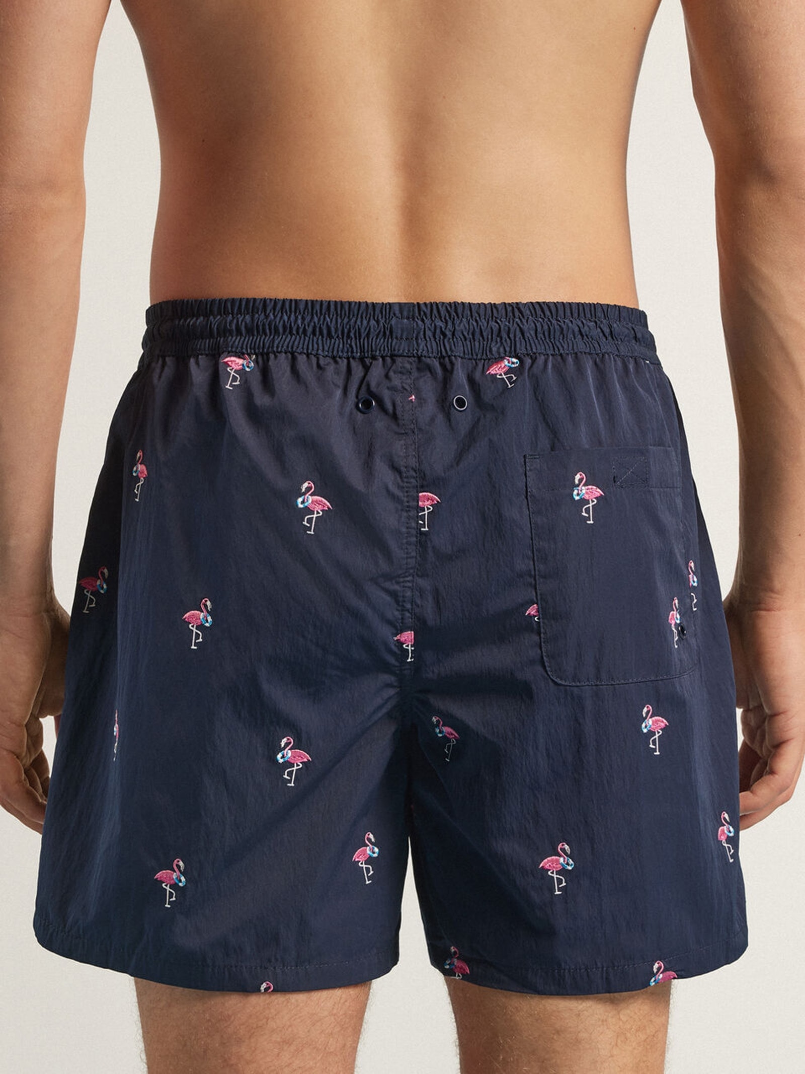 Bermuda De Banho Com Bordado De Flamingos Azul Intimissimi