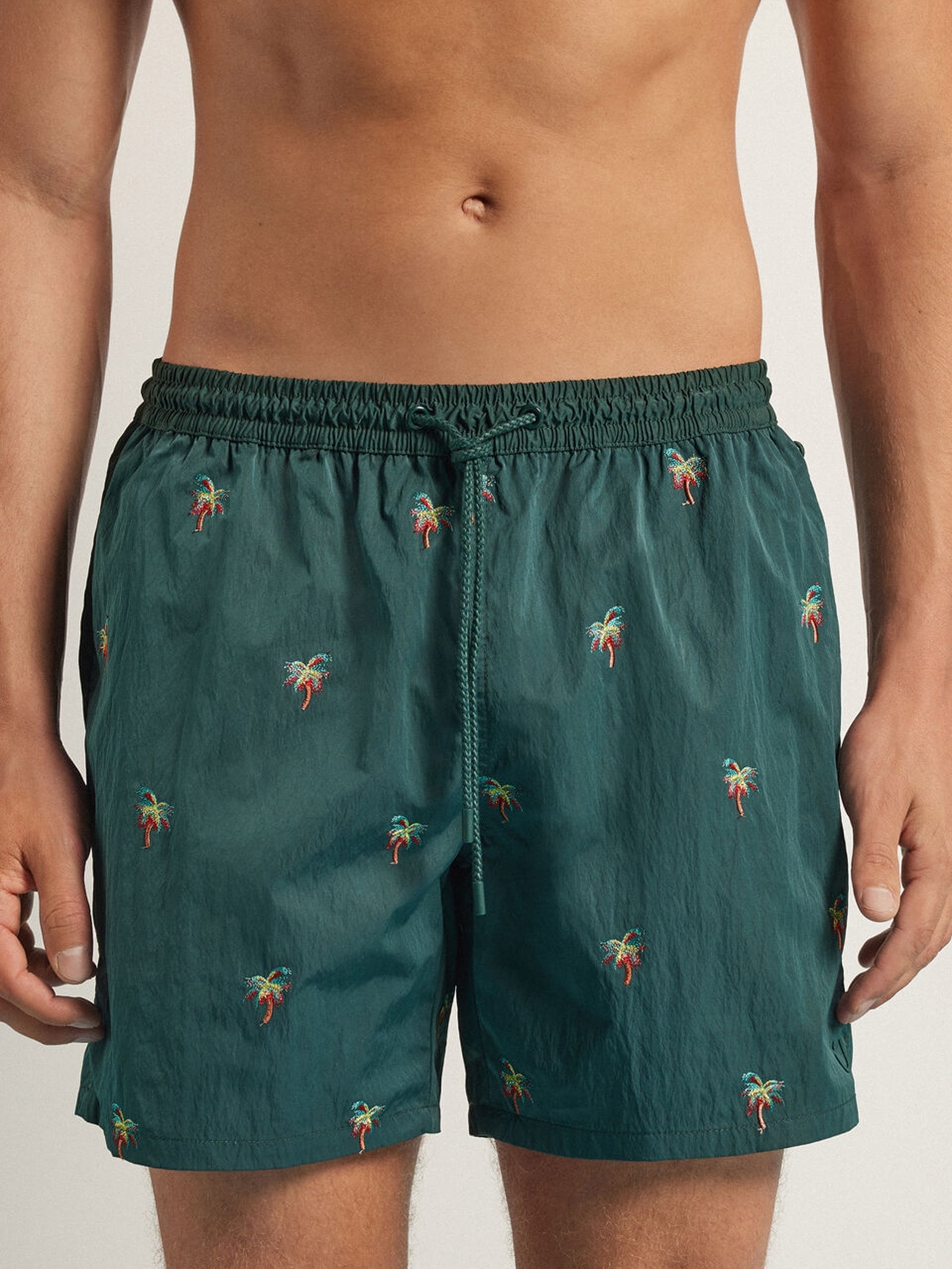 Bermuda De Banho Com Bordado De Palmeiras Verde Intimissimi