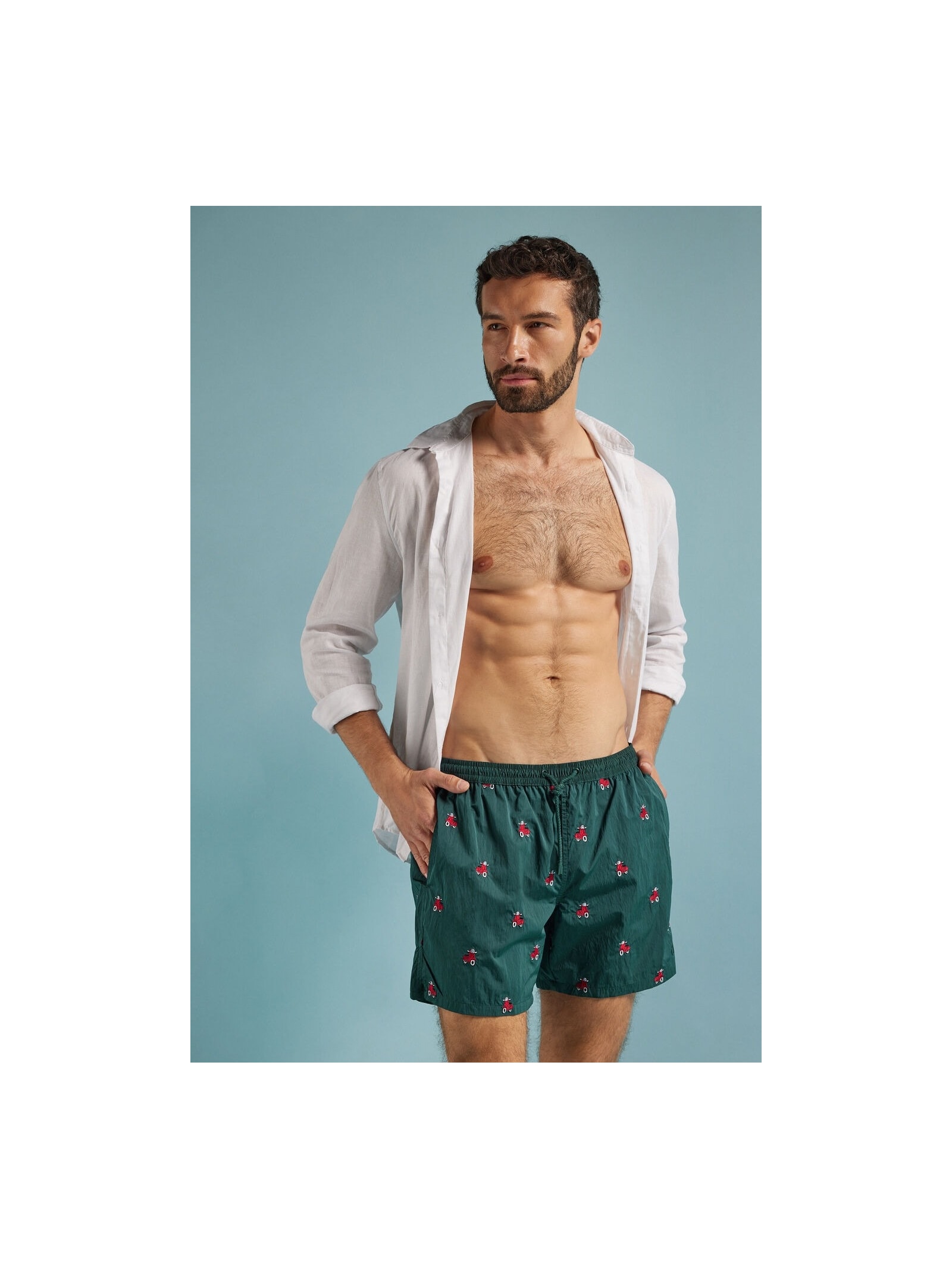 Bermuda De Banho Com Bordado De Scooter Verde Intimissimi