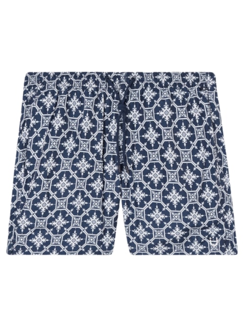 Bermuda De Banho Com Estampa De Azulejos – Azul