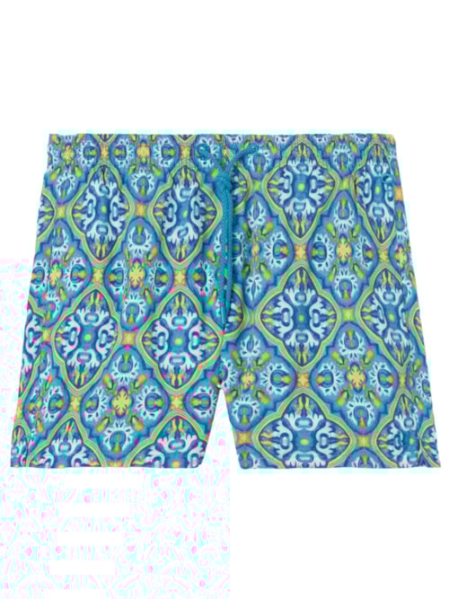 Bermuda De Banho Com Estampa De Azulejos – Azul