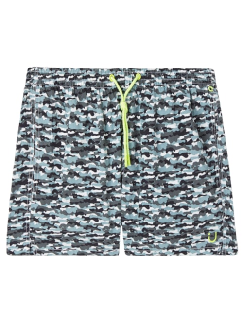 Bermuda De Banho Com Estampa De Camuflagem – Azul