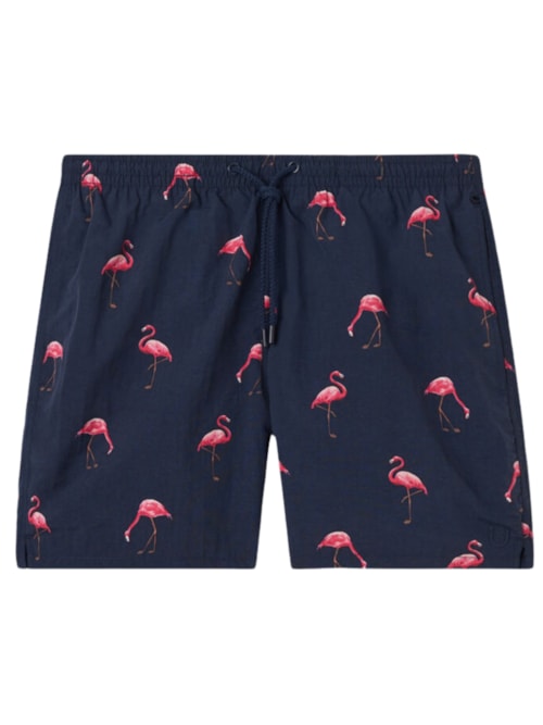 Bermuda De Banho Com Estampa De Flamingos – Azul