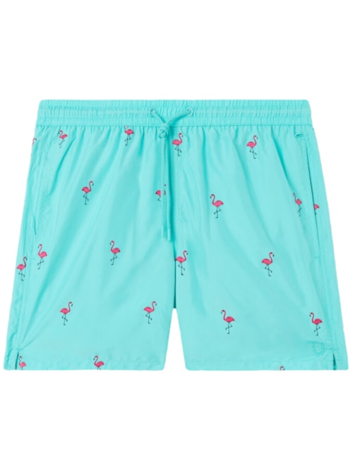 Bermuda De Banho Com Estampa De Flamingos – Verde