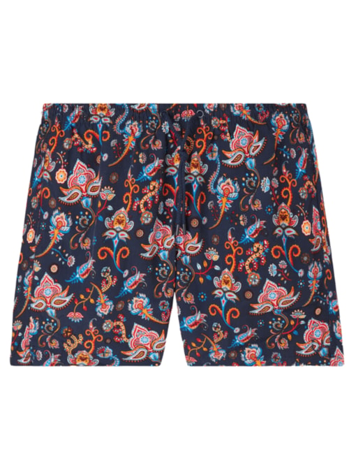 Bermuda De Banho Com Estampa De Flores De Cashmere – Azul