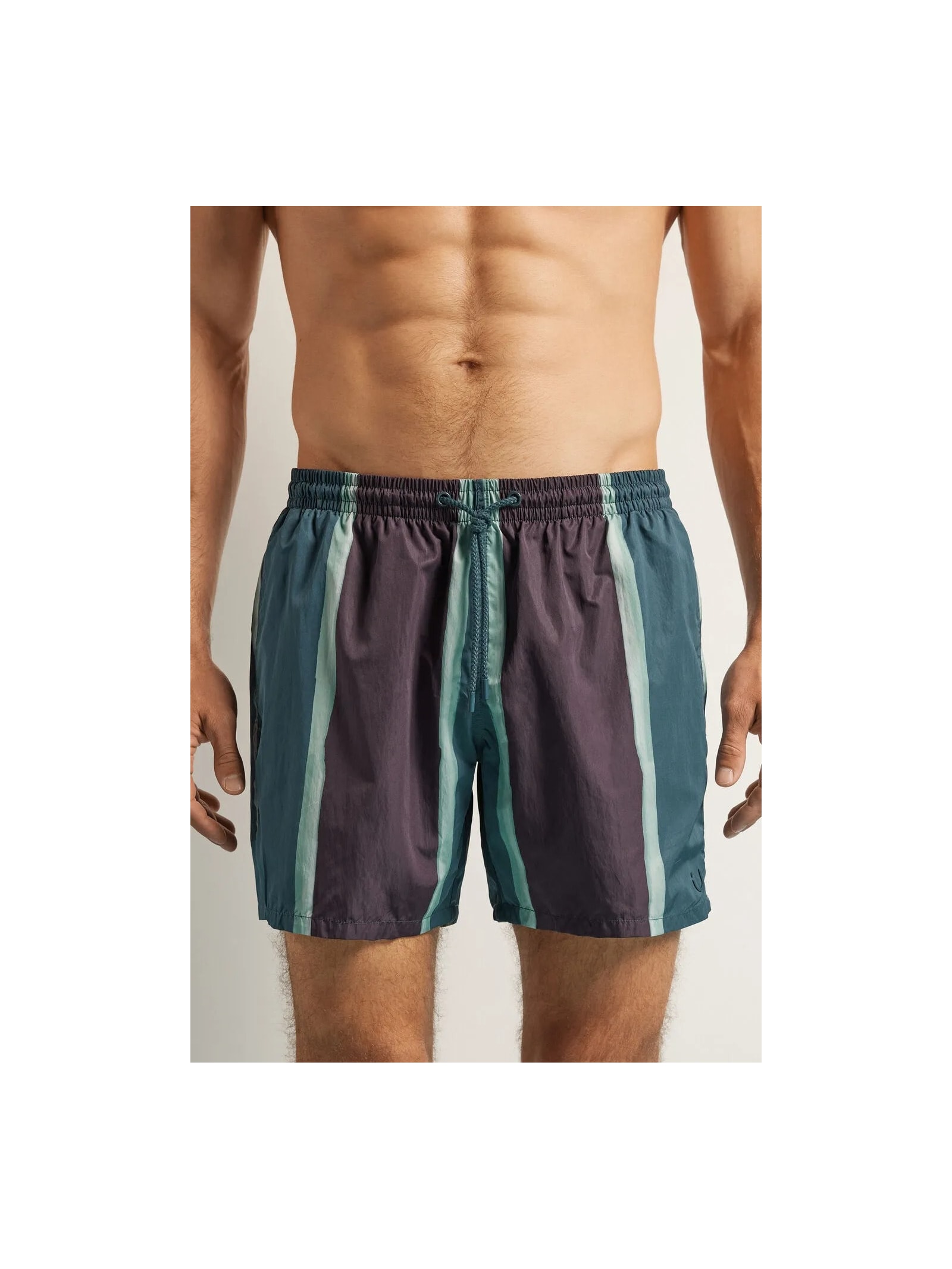 Bermuda De Banho Com Estampa De Listras Azul Calzedonia