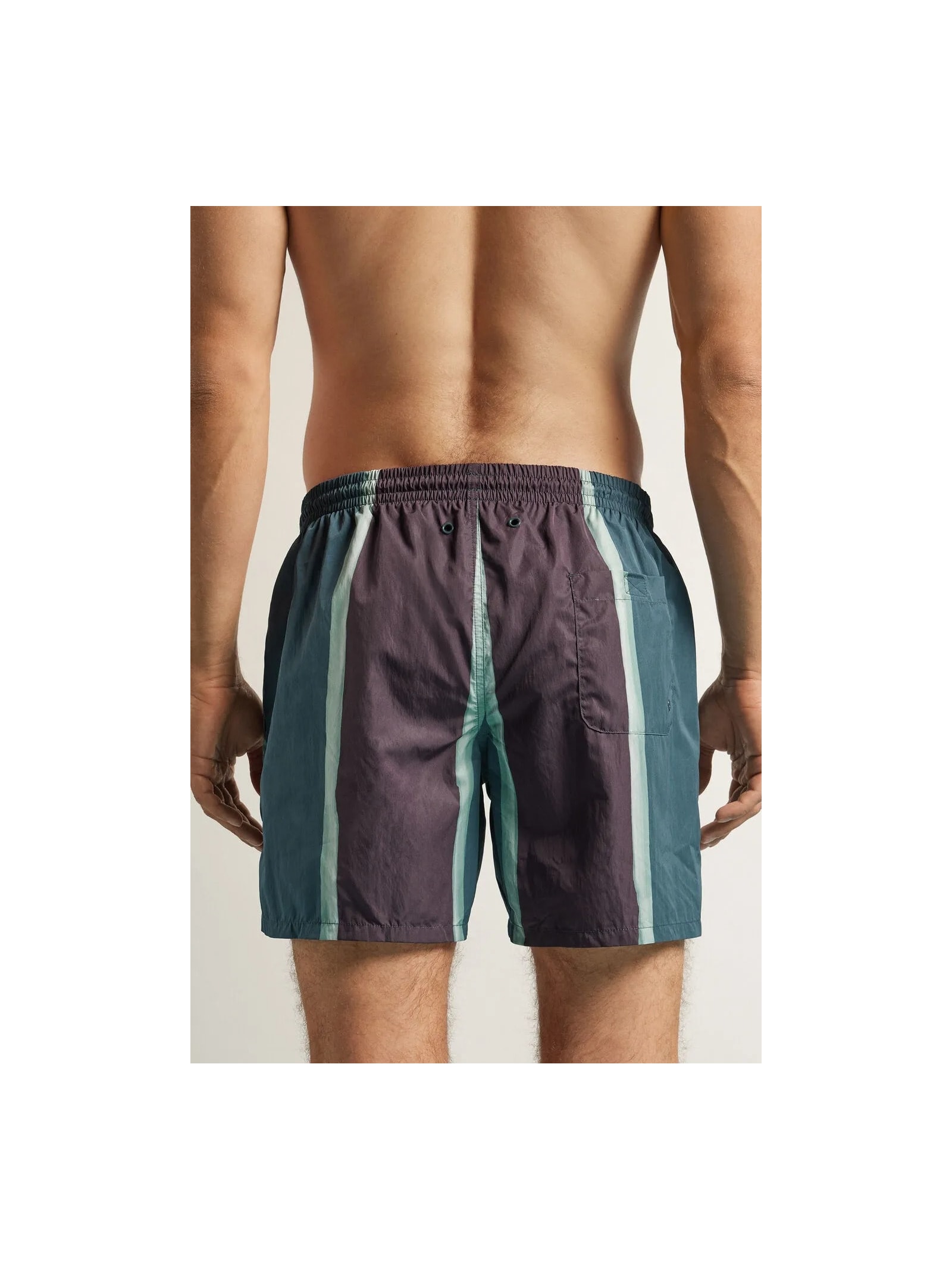 Bermuda De Banho Com Estampa De Listras Azul Calzedonia