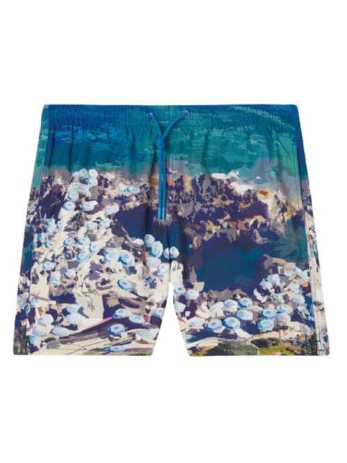 Bermuda De Banho Com Estampa De Praia – Azul