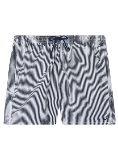 Bermuda De Banho Com Estampa Listrada - Azul