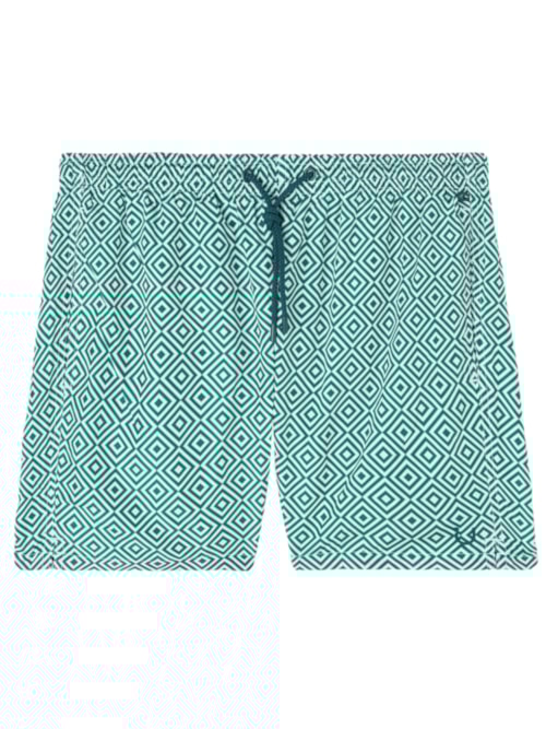 Bermuda De Banho Com Padrão De Losangos – Verde