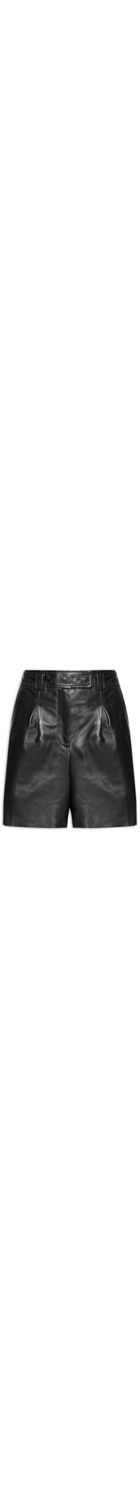 Bermuda De Couro Basica Pregas Frontais – Preto