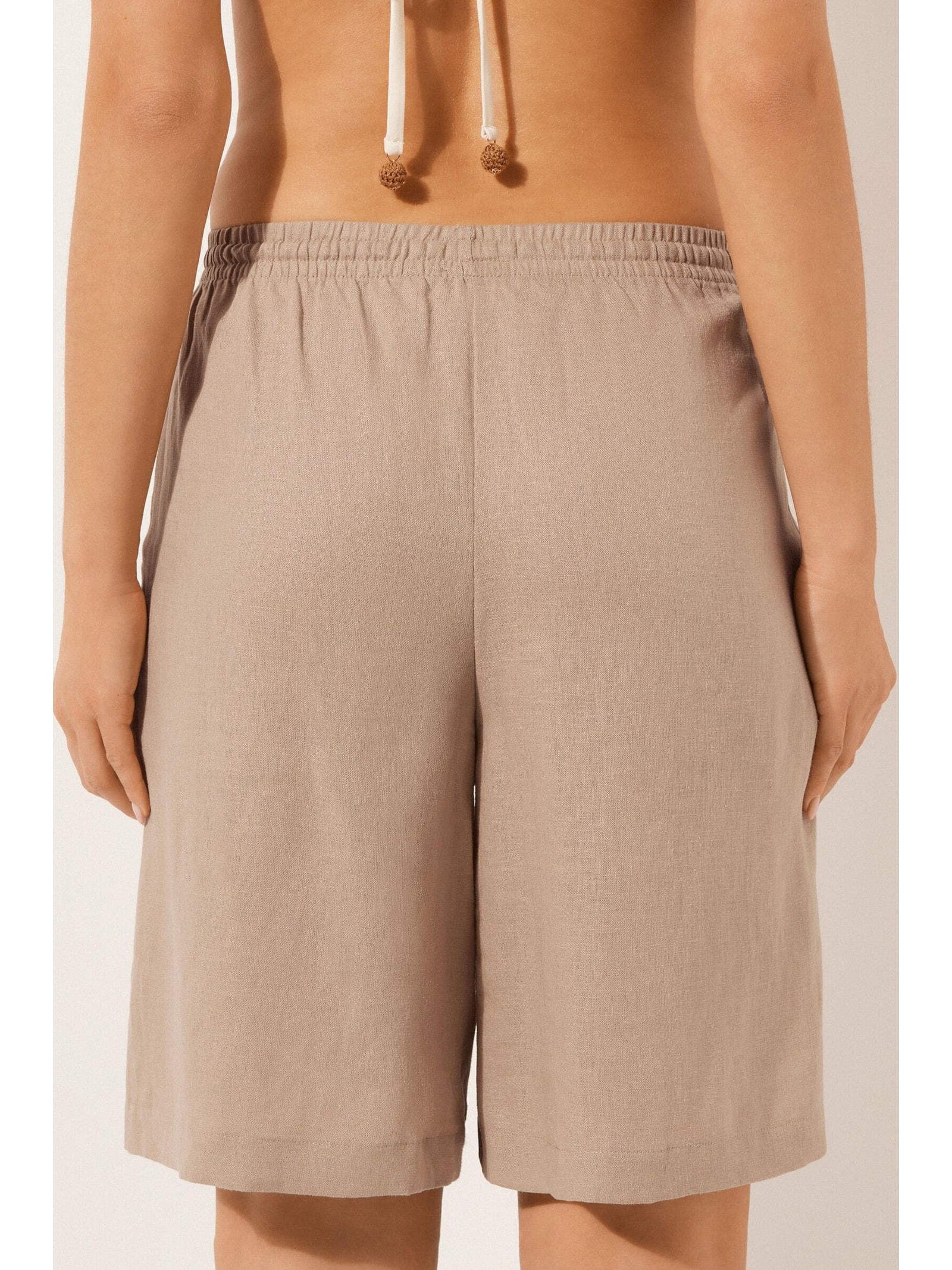 Bermuda Em Linho e Viscose Bege Calzedonia