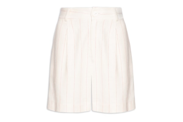 Bermuda Feminina Alf Linho Padrão Listra Pulsar - Off White