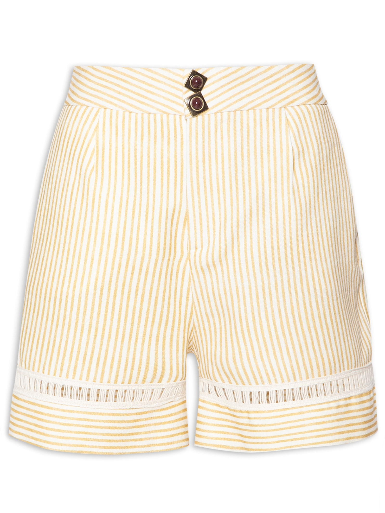 Bermuda Feminina Alfaiataria Estampada Off White Lança Perfume