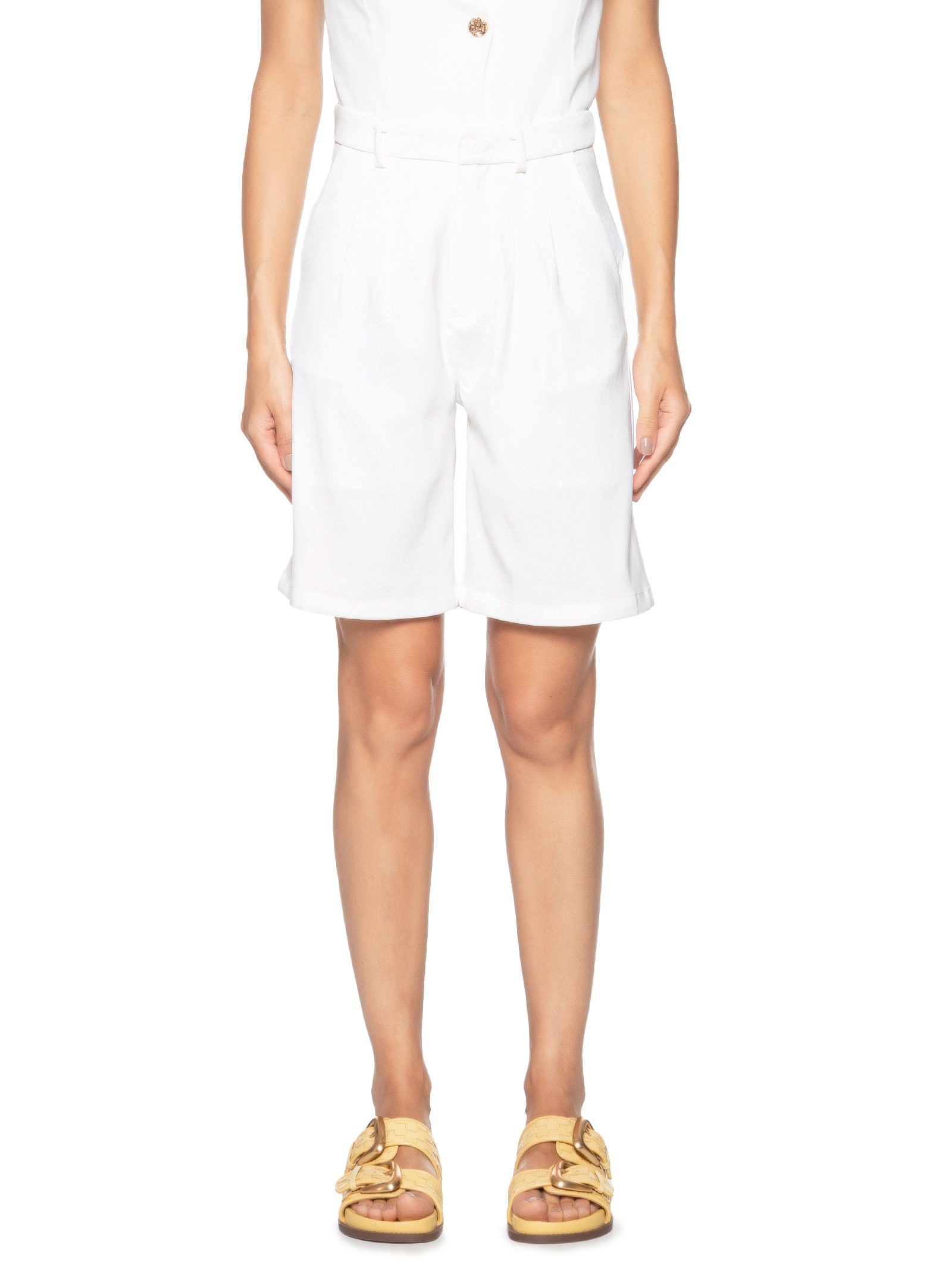Bermuda Feminina Alfaiataria Off White Basiq
