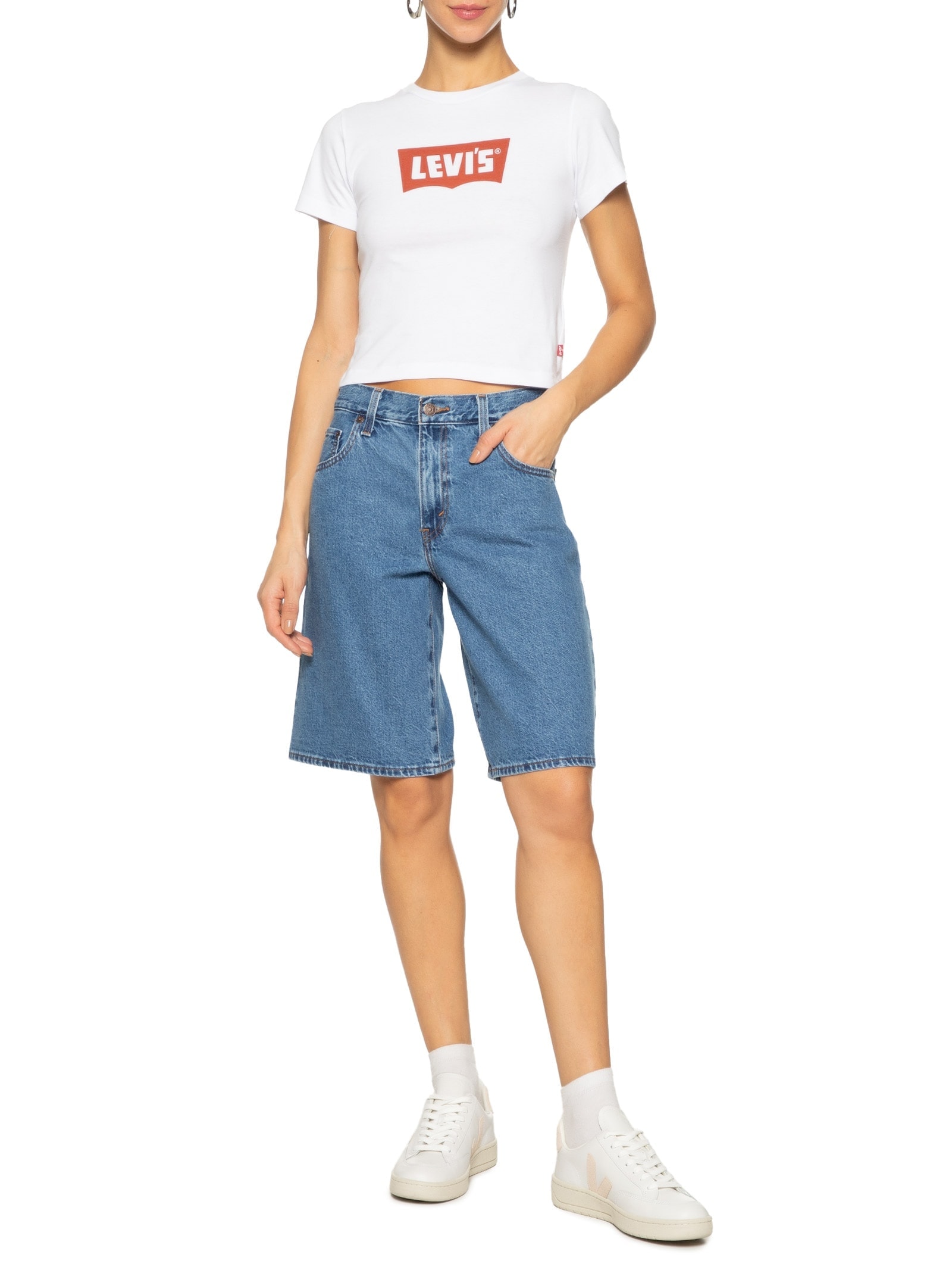 Bermuda Feminina Baggy Dad Jort Azul Levi's