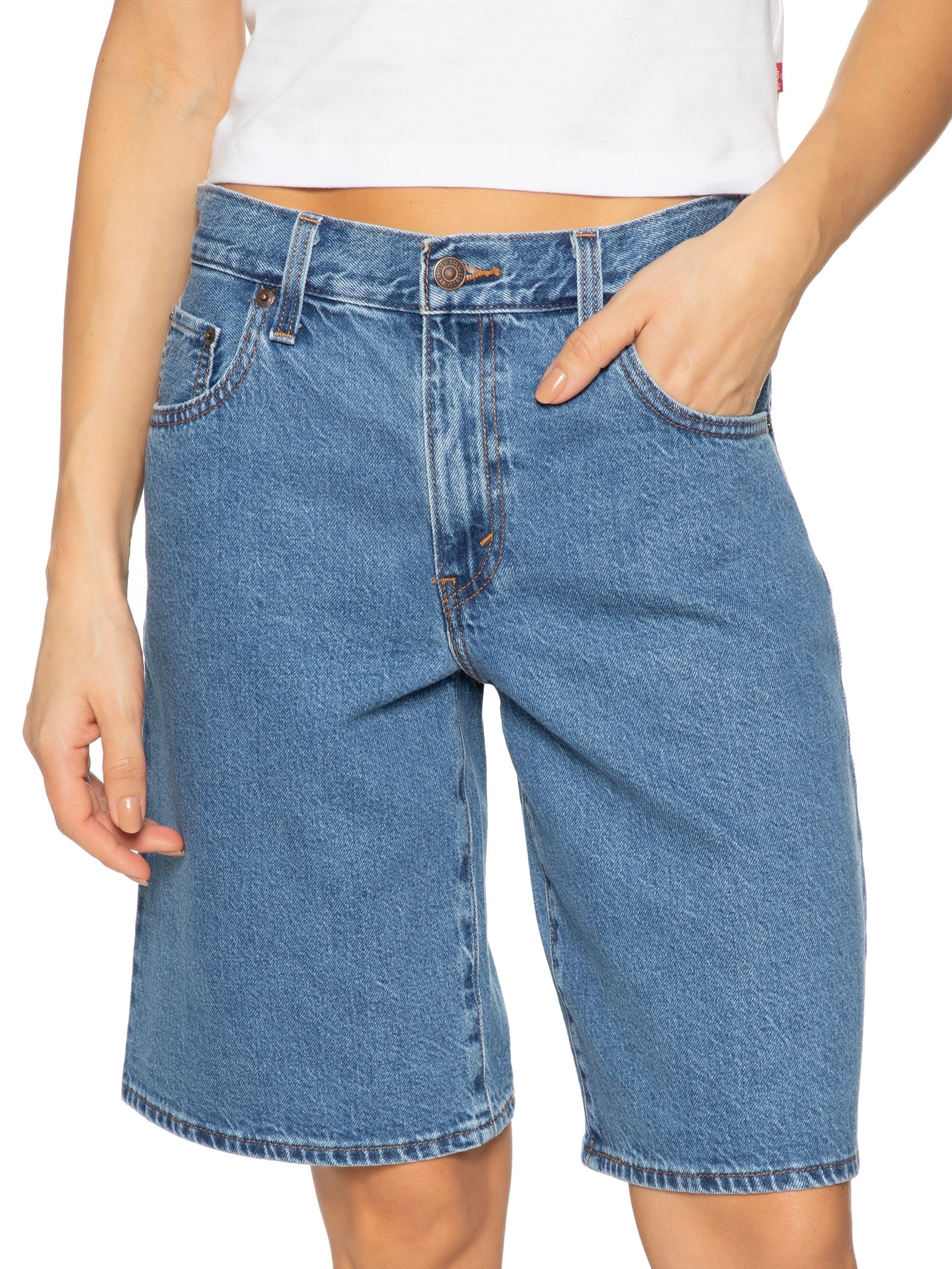 Bermuda Feminina Baggy Dad Jort Azul Levi's