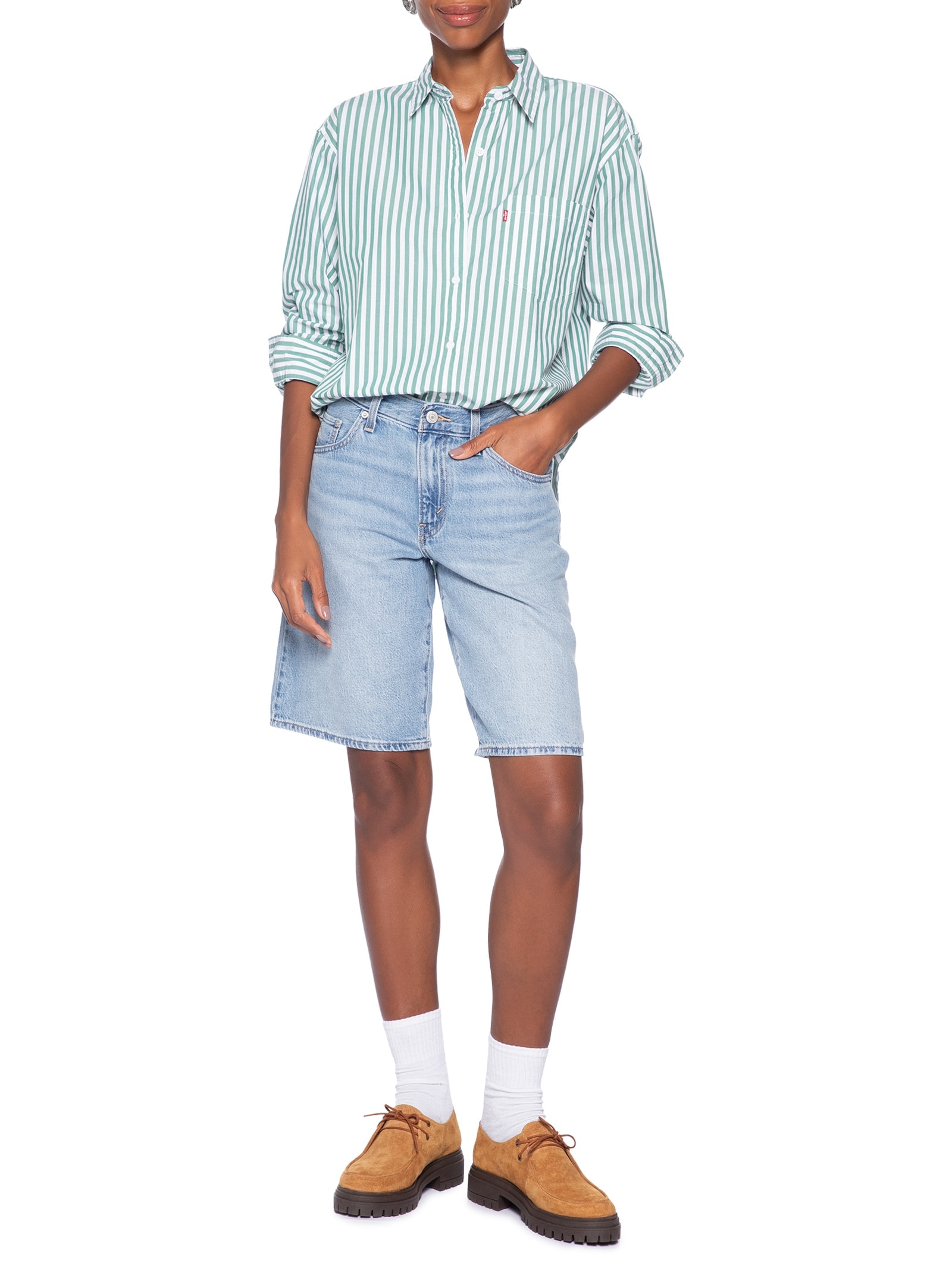 Bermuda Feminina Baggy Dad Jort Azul Levi's
