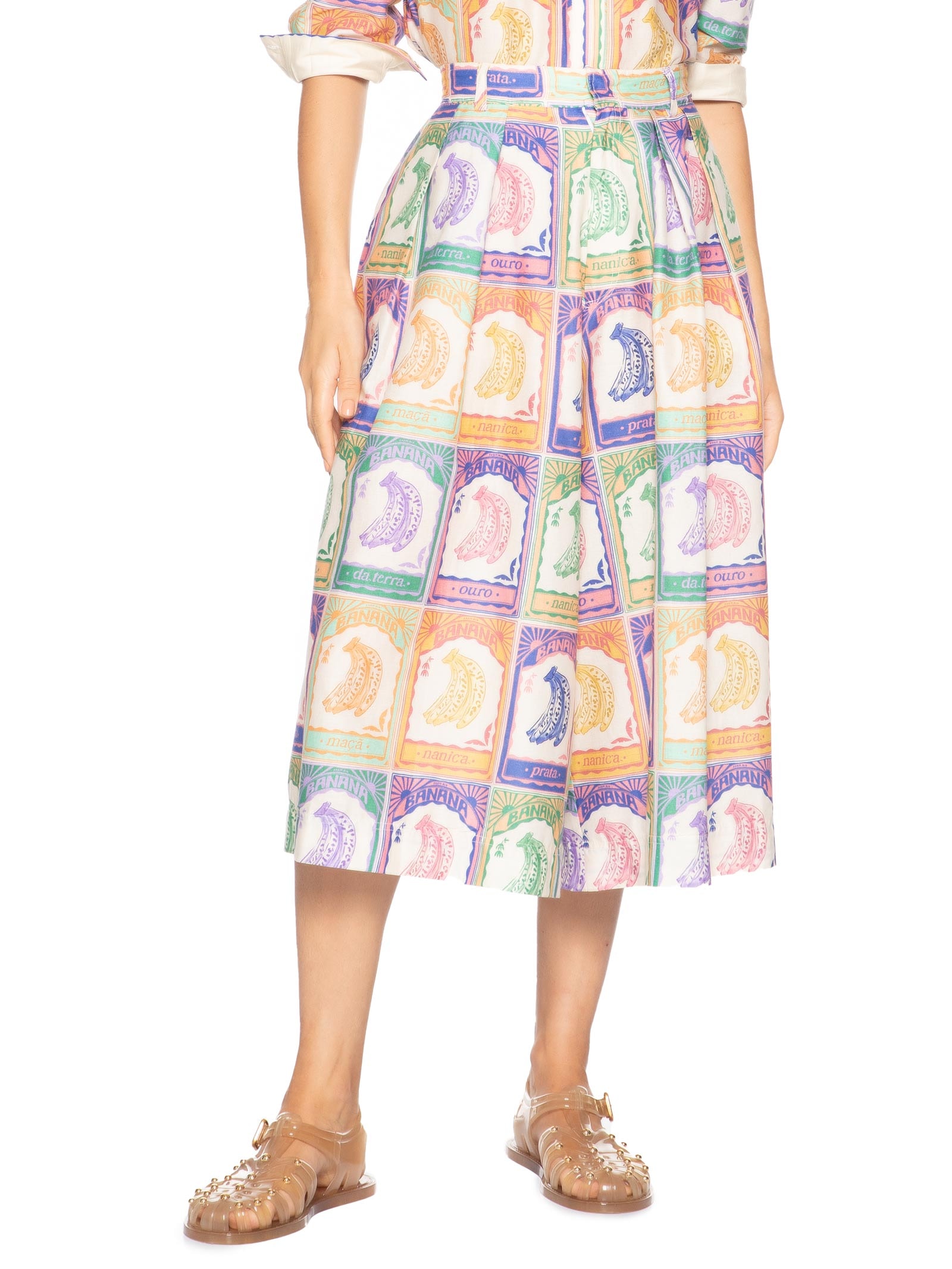 Bermuda Feminina Banana Selo Bege Farm