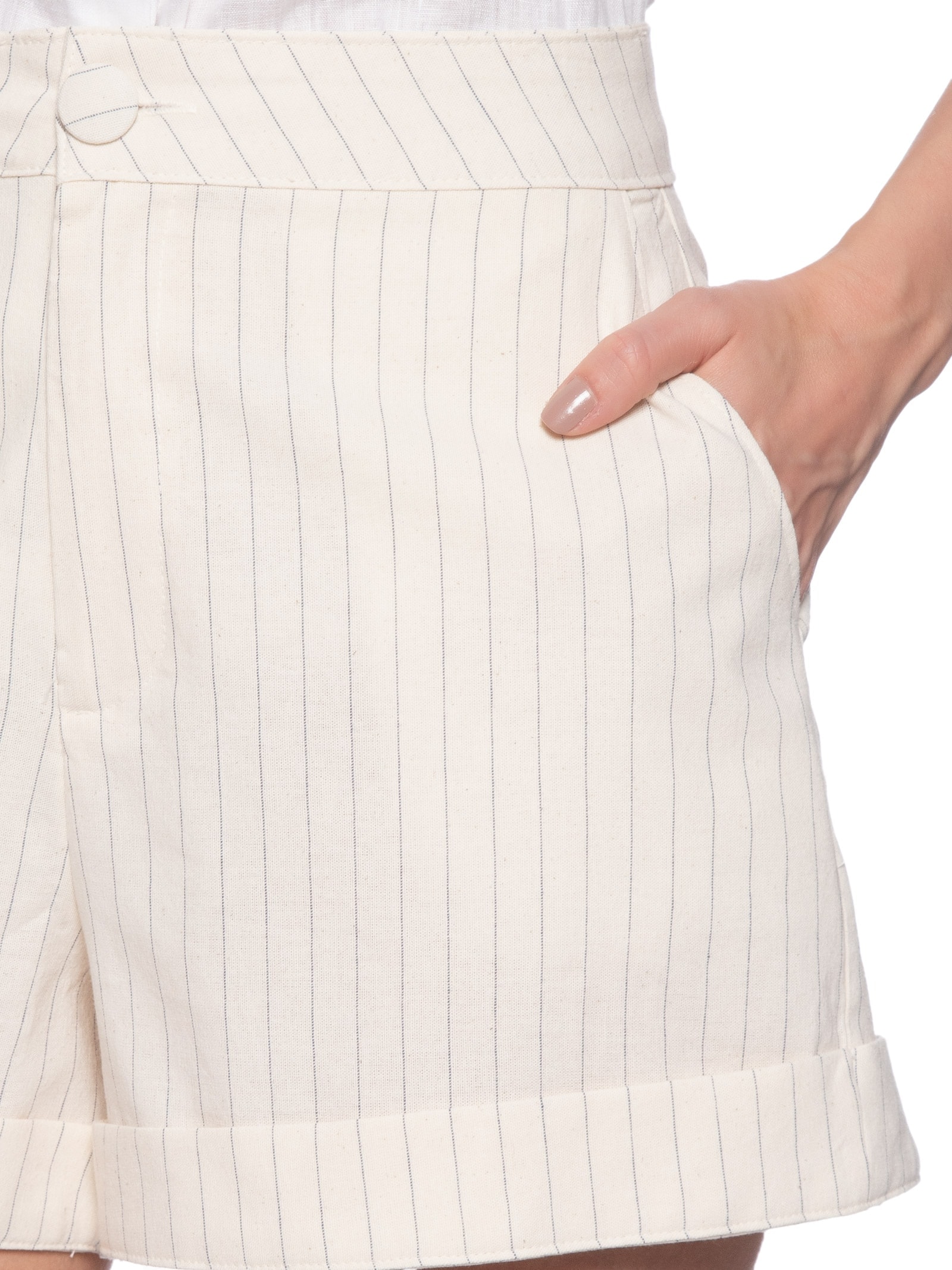 Bermuda Feminina Barra Italiana Off White My Favorite