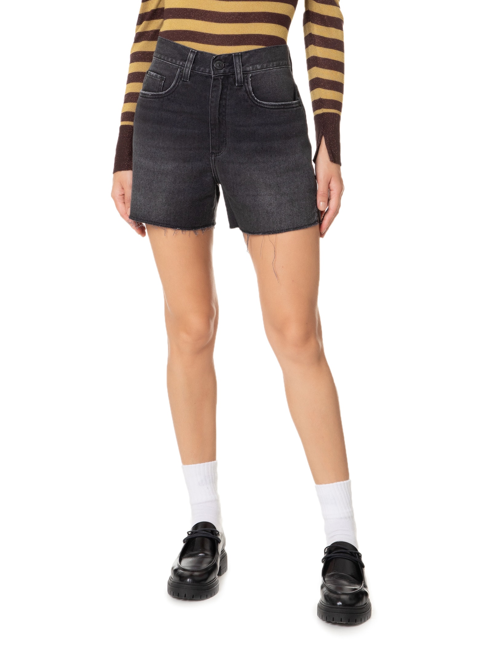 Bermuda Feminina Basic Black Com Fenda Preto Animale Jeans