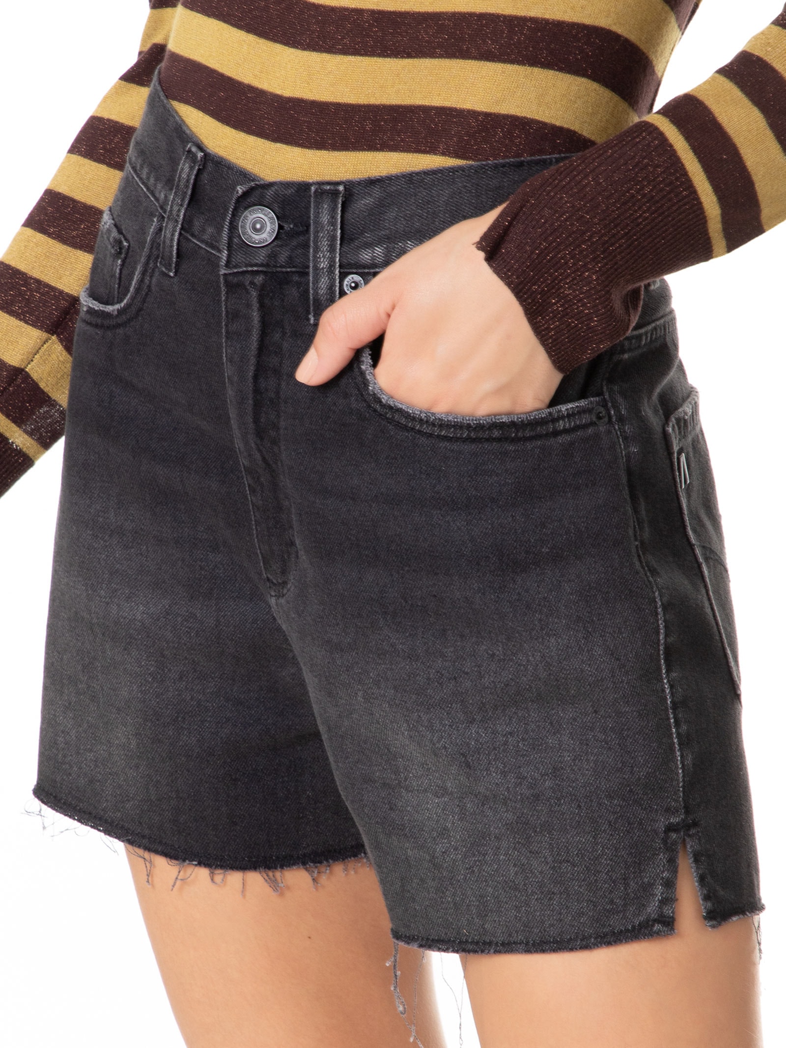 Bermuda Feminina Basic Black Com Fenda Preto Animale Jeans