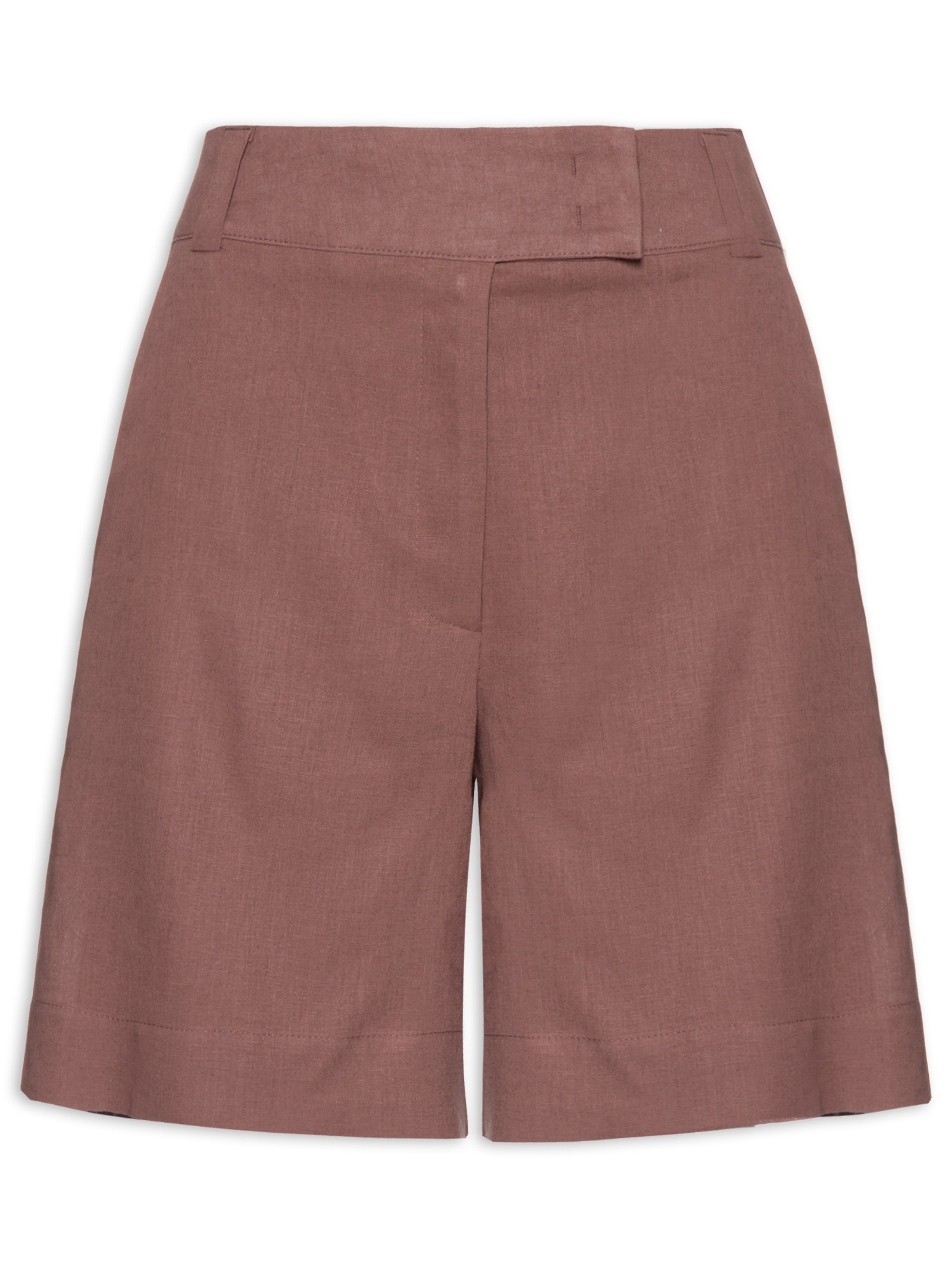 Bermuda Feminina Básica Alfaiataria Marrom Maria Filó