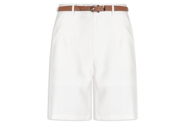 Bermuda Feminina Básica Com Cinto - Branco