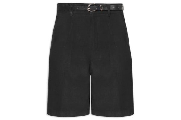 Bermuda Feminina Básica Com Cinto - Preto