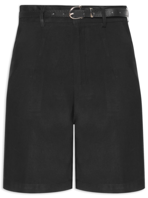 Bermuda Feminina Básica Com Cinto – Preto