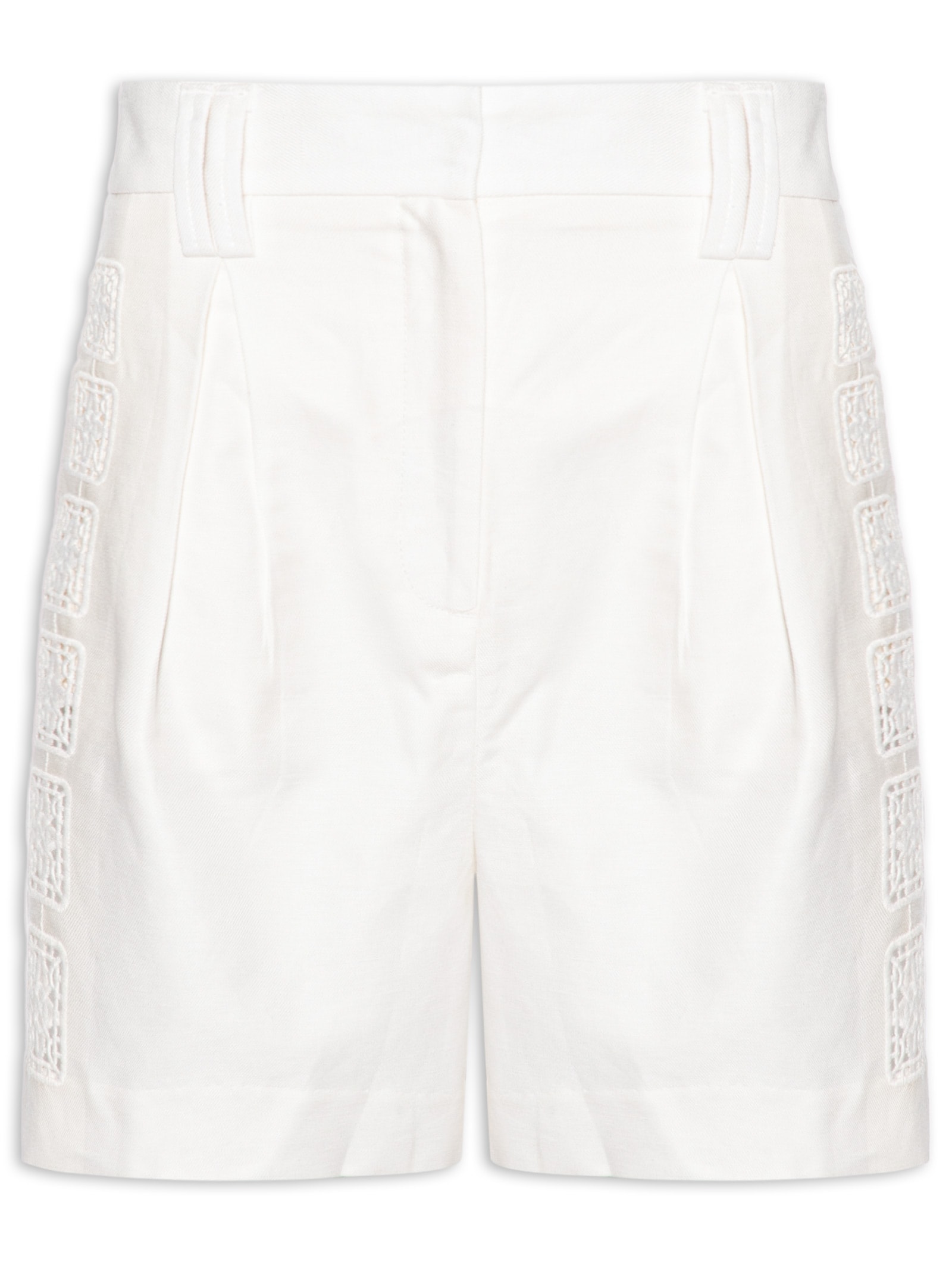 Bermuda Feminina Bordado Lateral Branco Animale