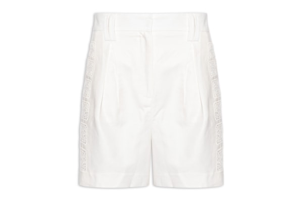 Bermuda Feminina Bordado Lateral - Branco