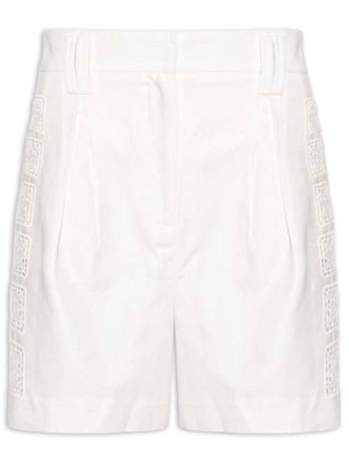Bermuda Feminina Bordado Lateral - Branco