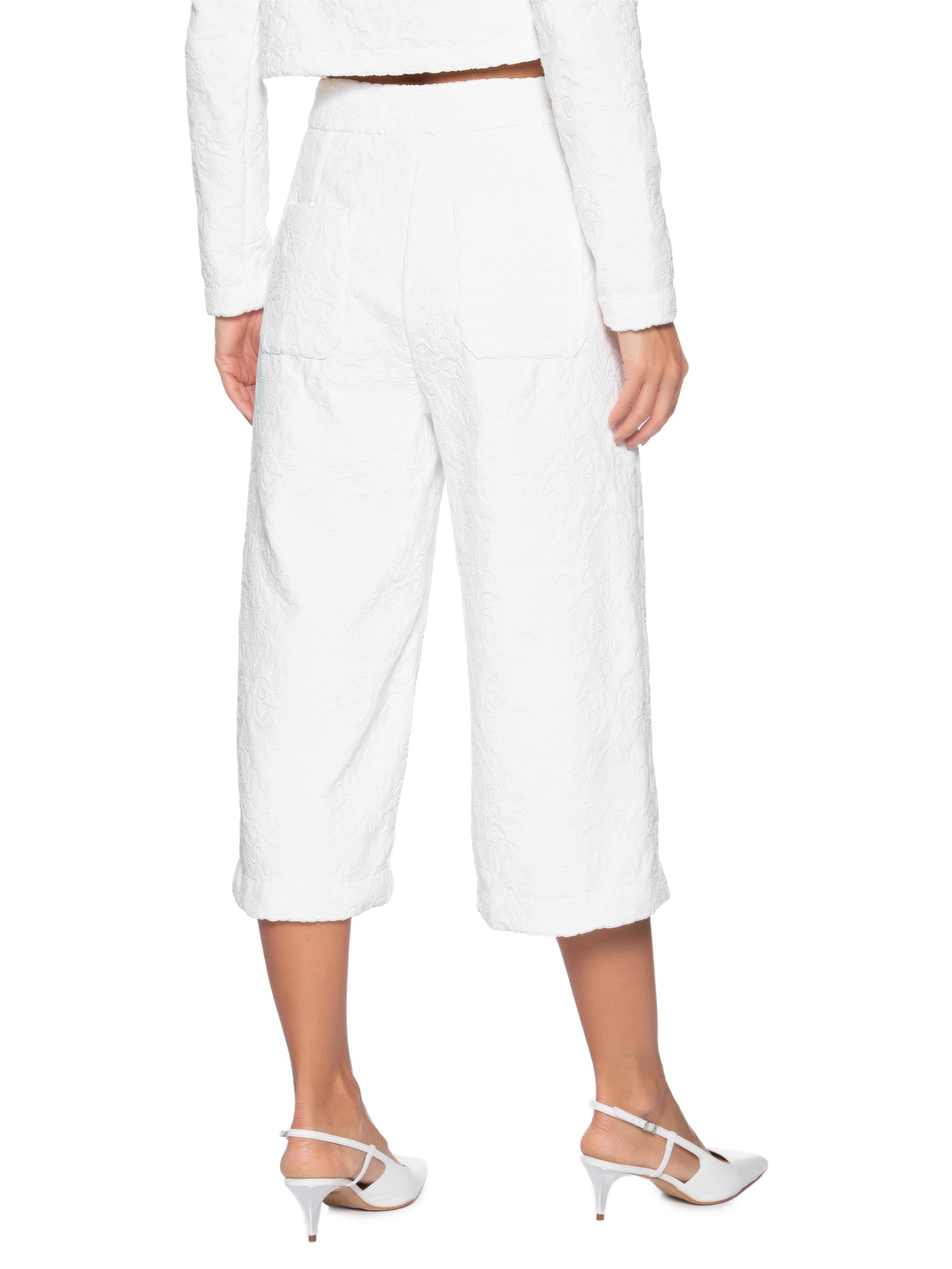 Bermuda Feminina Cintura Alta Em Jacquard Branco '2Essential