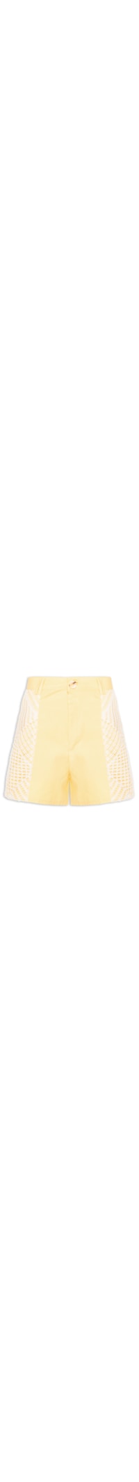 Bermuda Feminina Com Aplicações Smiley - Amarelo