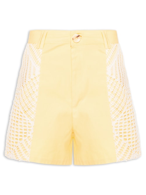 Bermuda Feminina Com Aplicações Smiley – Amarelo
