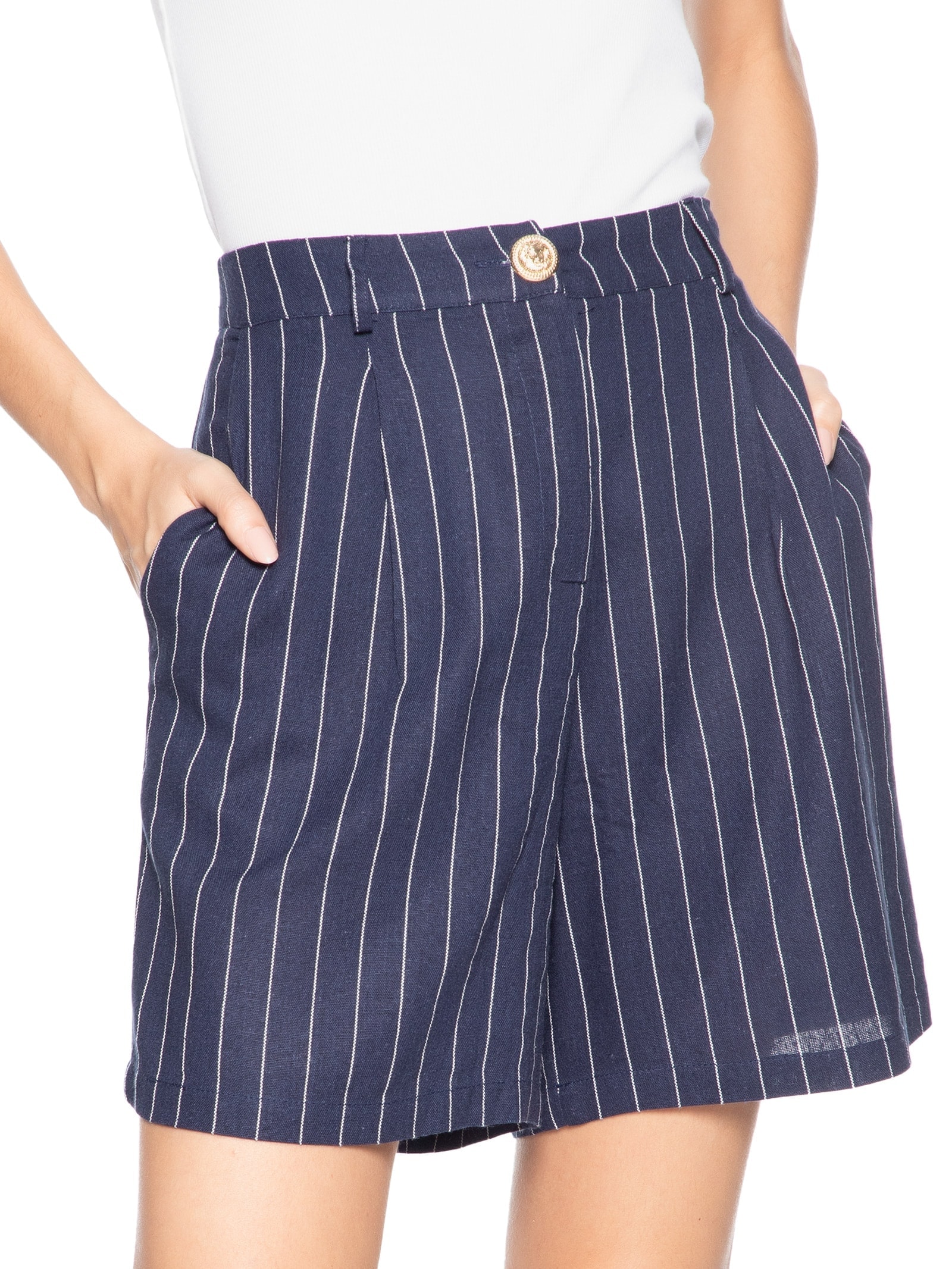 Bermuda Feminina com Bolsos Laterais Azul '2Essential