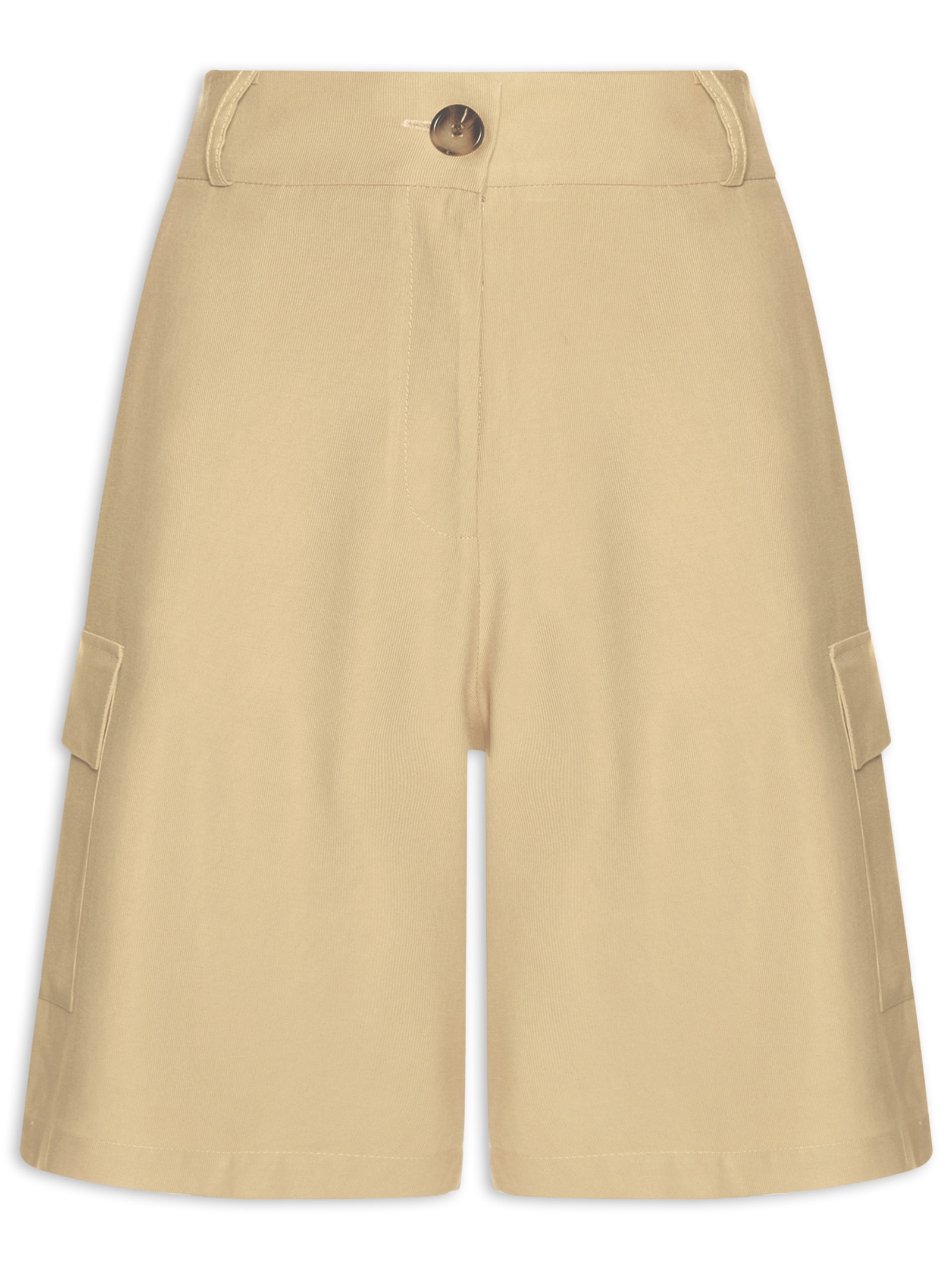 Bermuda Feminina Com Bolsos Laterais Bege '2Essential