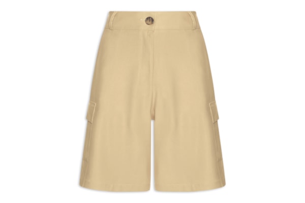 Bermuda Feminina Com Bolsos Laterais - Bege