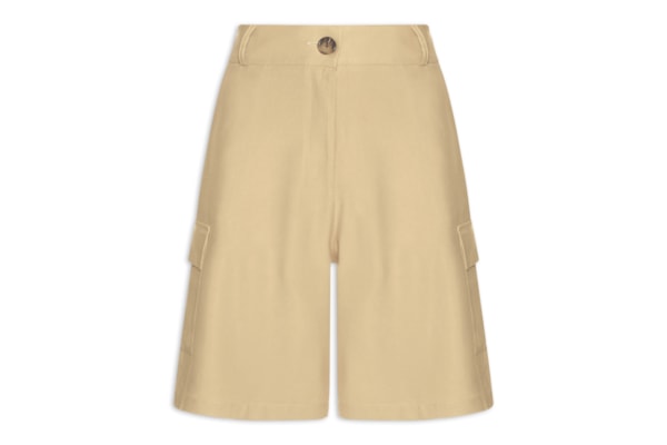Bermuda Feminina Com Bolsos Laterais - Bege